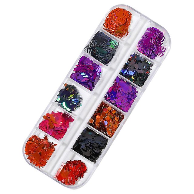 Calcomanías adhesivas para decoración de uñas de Halloween, lentejuelas para uñas, copos de uñas de Halloween coloridos