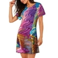 thumbnail image 2 of Daiia Rainbow Melting Ice Cream Print Women's Nightshirt Soft Nightgowns for Women Short Sleeve dress Short-sleeved Sleepwear, 2 of 6
