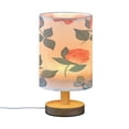 thumbnail image 2 of Roses Flowers with Leaves Bedside Table Lamp Desk Warm Lights with USB Charging Port Cylinder LED Lamps for Bedroom Living Room Office, 2 of 7