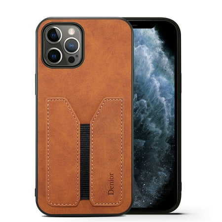 Dteck Case for Apple iPhone 13 Pro Max 6.7-inch,Slim Retro Leather Shockproof Card Holder Case Hybrid Rubber Back Phone Cover for iPhone 13 Pro Max,Brown