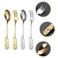 thumbnail image 3 of 1 Set of Dessert Forks Mixing Spoons Rose Pattern Cutlery Rose Handle Spoons Forks, 3 of 8