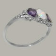 thumbnail image 3 of LBG British Made Traditional Solid 18k White Gold Ring with Natural Opal & Amethyst Womens Promise Ring - 33 size options - Size 4.25, 3 of 6