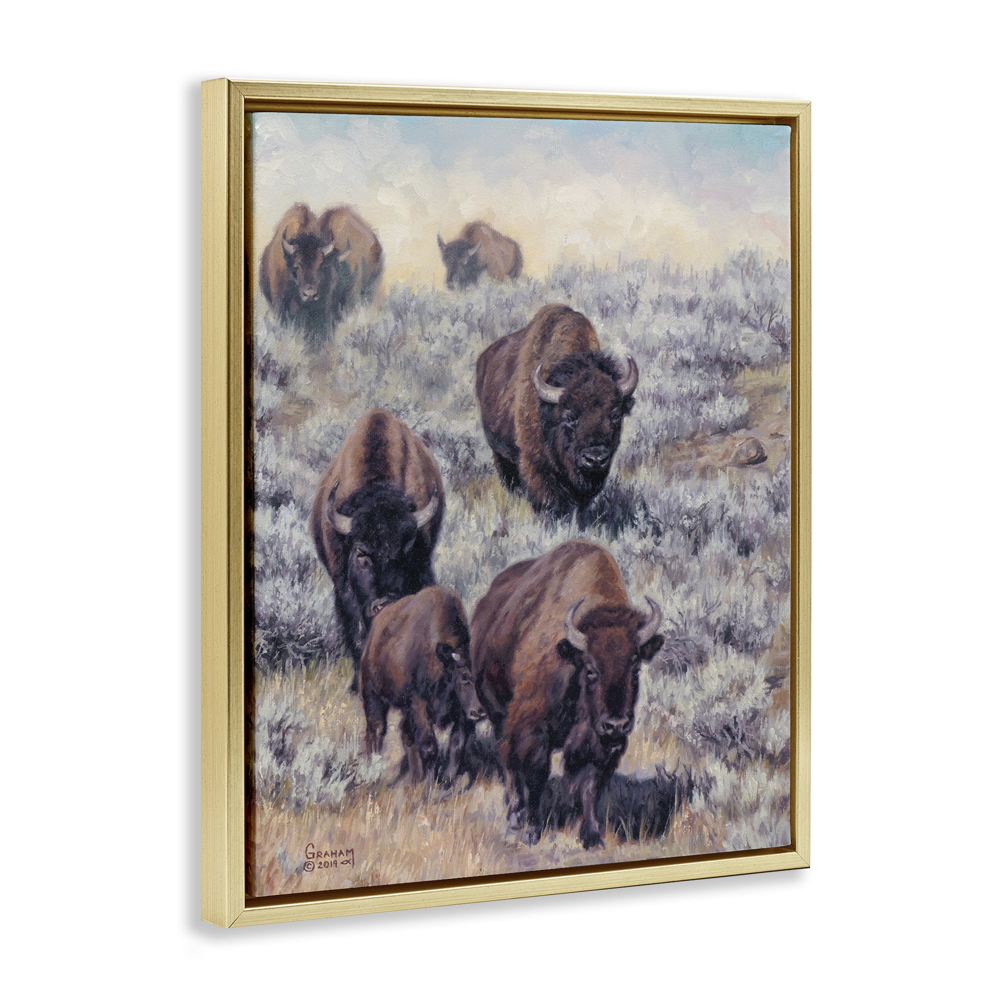 Stupell Industries In Search Of New Grass Landscape Painting Gold Floater Framed Canvas Art Print Wall Art, 25 x 31