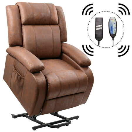 Brown Contemporary Recliner Homall Power Lift Recliner Chair with Massage Single Sofa Living Room Chair Huge Thick Padded Sofa Seat (Brown) ()
