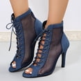 thumbnail image 2 of Guardurnaity Sandalias de lona de tacón alto para mujer, elegantes zapatos de baile con cordones de malla, zapatos de baile latino, zapatos de Calzado albaricoque treinta y nueve, 2 of 6