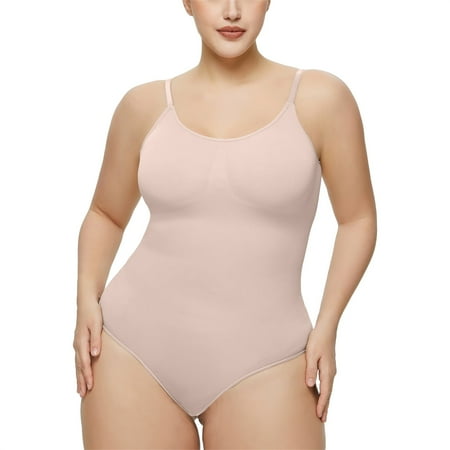 

KelaJuan Women Shapewear Sleeveless V-neck Tummy Control Solid Seamless Bodysuit for Daily