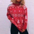 thumbnail image 2 of Herrnalise Women's Knitted Crop Tops Autumn Winter Christmas Printing Splicing Round Neck Long Sleeve Line Sweater Tops Blouse Pullover Jumper Sweaters, 2 of 7
