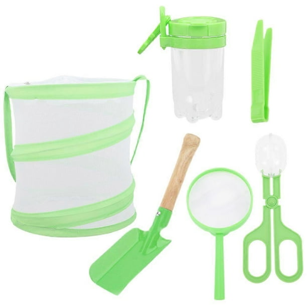 Insect Enclosure Butterfly Habitat Cage Garden Cage Children 17x16cm Round Shell Plastic Mesh Camping Tool 1 Set