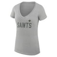 thumbnail image 2 of Women's G-III 4Her by Carl Banks Heather Gray New Orleans Saints Dot Print V-Neck Fitted T-Shirt, 2 of 3