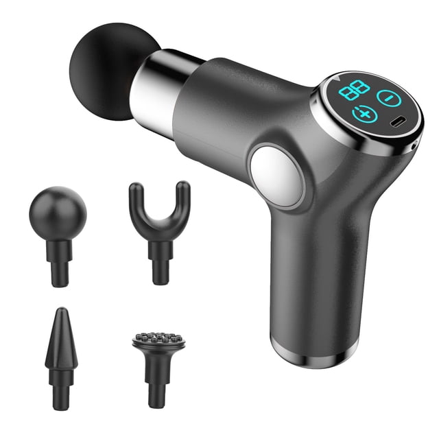 TFixol Appareil de Thérapie Musculaire pour Athlètes Masseur de Muscles Portatif 32 Niveaux de Force Réglables 4 Têtes de Massage, Gris