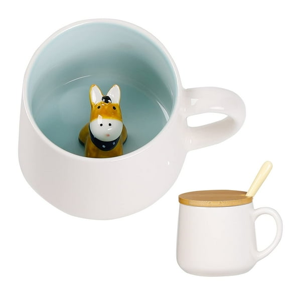 Taza de cerámica BigNoseDeer Donkey, 350 ml, con tapa