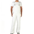 thumbnail image 2 of QATAINLAV Men's Denim Bib Overalls Solid Color Casual Wide Leg Jean Onesie Pants Adjustable Straps Workwear with Pockets, White, S, 2 of 7