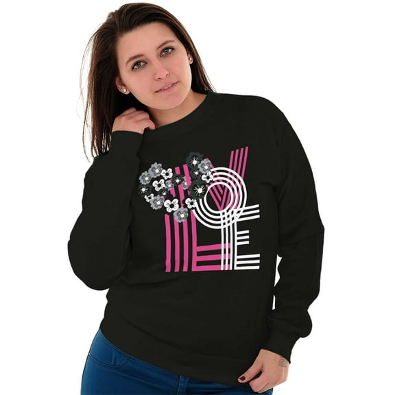 Cute Abstract Love Floral Heart Women Plus Size Crewneck Sweatshirt Brisco Brands 2X
