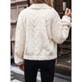 thumbnail image 6 of Winter Fleece Heating Jacket for Women Button Down Stand Collar with Pockets Coats White S, 6 of 9