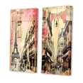 thumbnail image 3 of Designart "Vintage Collage Paris Chronicles III" City Paris Wall Art Set Of 2 - Traditional Pink Wall Decor Set Of 2, 3 of 6