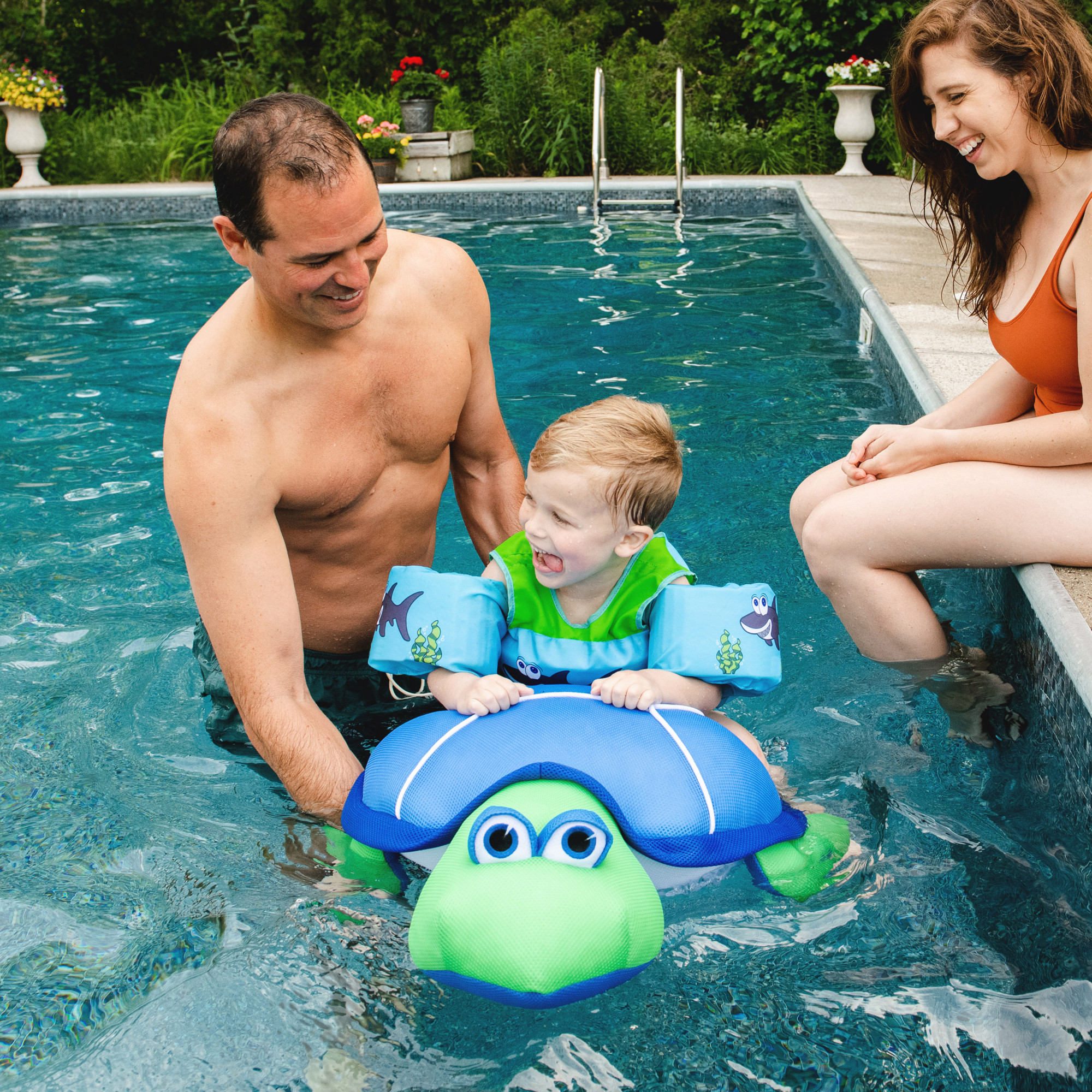 Big Joe Pool Petz Large Turtle Animal Pool Toy Float, Turtle Shape Mesh, Quick Draining Fabric, 3 feet