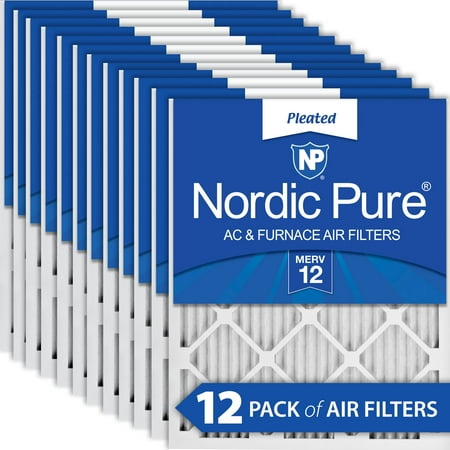 

12x25x1 (11_3/4x24_3/4) Pleated MERV 12 Air Filters 12 Pack
