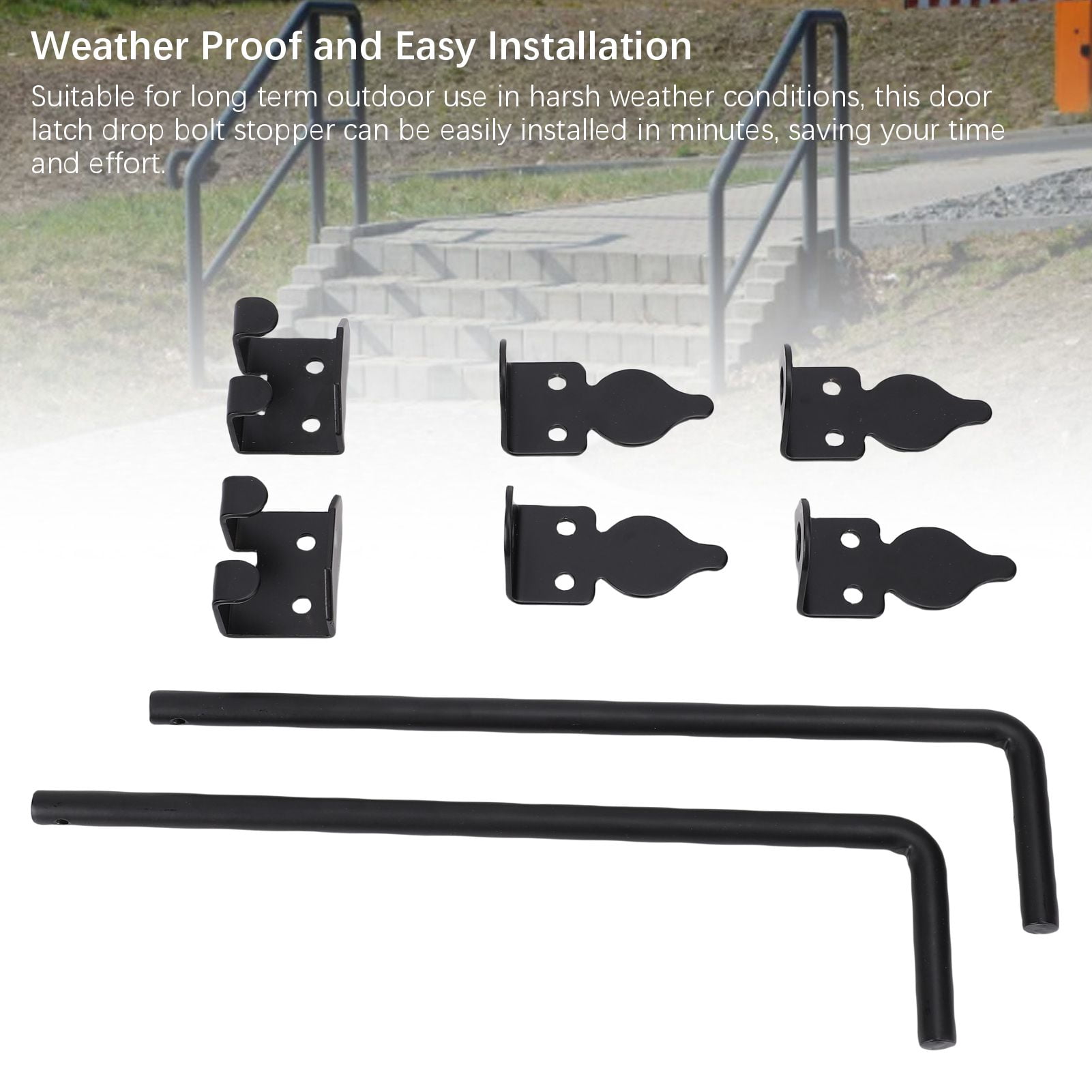 Riousery 32 in Heavy Duty Cane Drop Bolt Gate Ground Latch Rod Hardware for Wooden Fence Exterior Doors (32 inches / 81.28 cm)