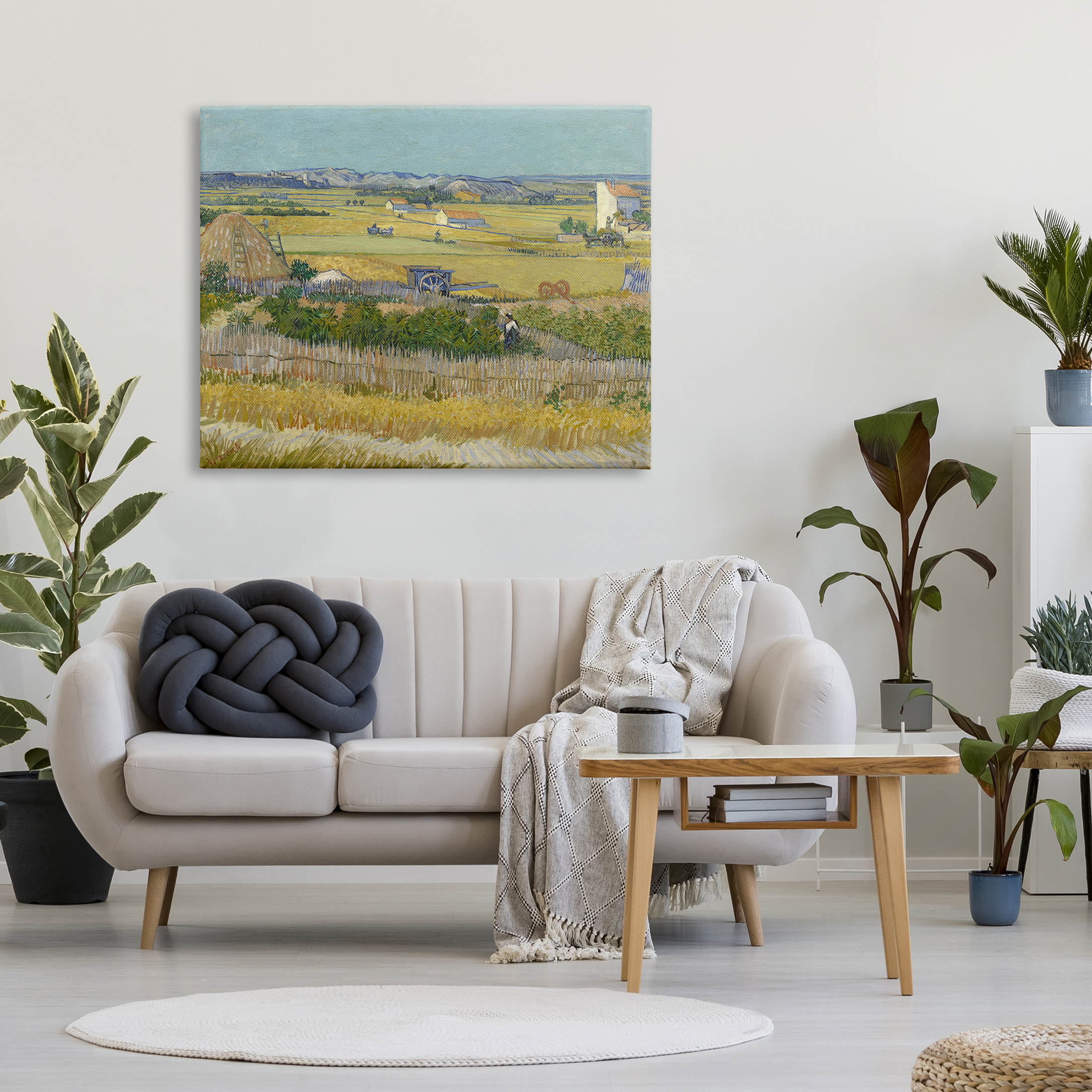 The Harvest Van Gogh Farmland Landscape Landscape Painting Gallery Wrapped Canvas Print Wall Art