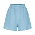 thumbnail image 4 of Htigea Womens Elastic Waist Shorts Lightweight Breathable Summer Shorts with Pockets Casual Daily Outfits Light Blue S, 4 of 9