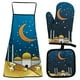 thumbnail image 1 of Xihbxyly Guantes para Hornear Eid Al-Fitr, Aislantes de Alta Temperatura, Resistentes Al Calor, Juego de Delantales Protectores, Esenciales de Cocina Antiescaldaduras, Estampado Festivo de Raya, Jueg, 1 of 2