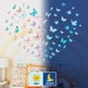 thumbnail image 3 of 2 mariposas luminosas multicolor for decorar paredes y techos. Incluyen mariposas rosas, verdes, moradas y azules. Adhesivos fluorescentes de pared., 3 of 4