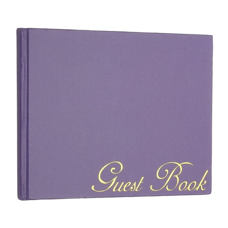 Uxcell Elegant Guestbook, 9"x7" Offset Paper Wedding Guest Book Stylish Sign in Book with 50 Blank 120GSM Paper for Receptions Birthdays Funerals Special Events, Dark Purple