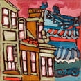 thumbnail image 2 of Ferrell, Erin McGee 20x20 Black Ornate Wood Framed with Double Matting Museum Art Print Titled - Chinatown III, 2 of 4