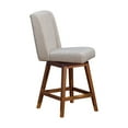 thumbnail image 3 of Armen Living Stancoste Modern Farmhouse 26" Seat Height Swivel Bar Stool for Kitchen Island Counter in Brown Oak Wood with Taupe Fabric, 3 of 11