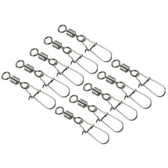 72LBS Stainless Steel Fishing Rolling Swivel with Coastlock Snap, Black 20 Pack