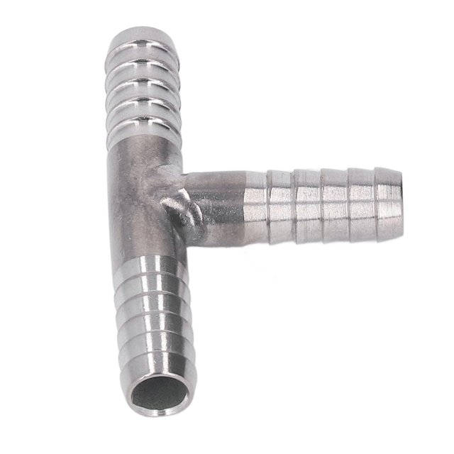Stainless Steel Hose Barb Tee, 3 Way Sturdy Clean 8mm Dia Stainless Steel Barb Tee For Gas