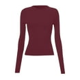 thumbnail image 6 of WTXUE Crewneck Sweatshirt Tube Tops Solid Color Blouses Long Sleeve Shirts Basic Tees Pullover Crop Tops Slim Fitted Tops Womens Running Shirts Womens Fashion Tops Rd3 M, 6 of 6