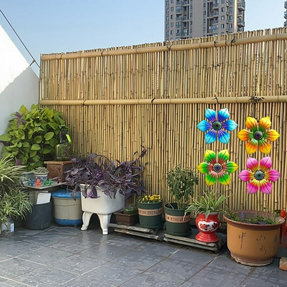 Metal Flower Wall Art Sculpture Outdoor Hanging Ornament for Garden Home Decor Blue Smile Home