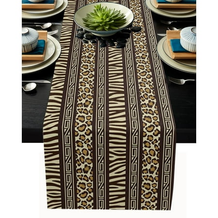 

Animal Leopard Skin Retro Black Rustic Table Runner Home Dining Room Decor Table Cloth Wedding Christmas Party Table Runners -72x13 inches