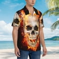 thumbnail image 2 of Lsque Satanic Skull pattern Hawaiian Shirt for Men, Unisex Summer Beach Casual Short Sleeve Button Down Shirts-X-Large, 2 of 9