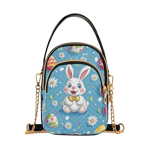 FORMRS Crossbody Bag for Women Quilted Travel Shoulder Cell Phone Purse with Chain Strap Handbag, Easter Bunny Pattern
