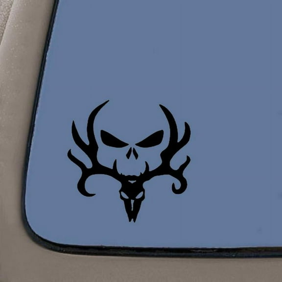 Buck Punisher Skull Decal | 6-Inches Wide | Black Vinyl Decal | Car Truck Van SUV Laptop Macbook Wall Decals
