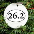thumbnail image 2 of DistinctInk Hanging Ceramic Christmass Tree Ornament with Gold String - Great Gift / Present - 2 3/4 inch diameter - 26.2 - Marathon Sticker - Running, 2 of 2