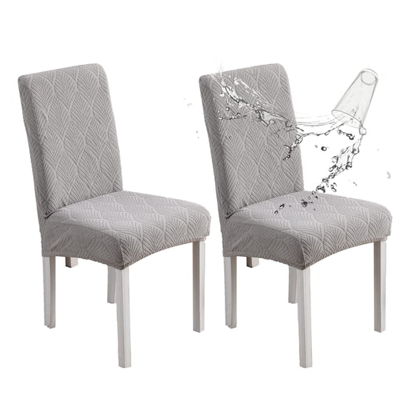 ATJIA Leaf Jacquard Dining Chair Covers Waterproof Chair Covers Stretch Parsons Chair Slipcover for Dining Room Kitchen Chair Protector Cover(Set of 2 Pack)