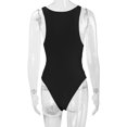 thumbnail image 3 of Women's Round Scoop Neck Bodysuit Tops Sleeveless Solid Sexy T Shirt Leotard, 3 of 7