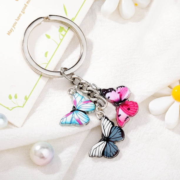 1Pcs Key for Car Women Bag Accessories Jewelry Gifts Car Accessories Pendant Colorful Enamel Butterfly Keychain Insects ShapeA He Qiyong unisex