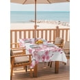 thumbnail image 2 of Outdoor Tablecloth with Umbrella Hole for Patio/Picnic/Party/Camping, Spring Peach Flowers Waterproof Table Cloth Rectangle Table Cover Washable, Pink Botanical Floral Leaves Branch (52"x 70"), 2 of 8