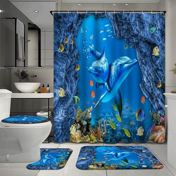 4 Pcs Shower Curtain Set with Rugs for Bathroom Decor,Black White Dark Bathroom Shower Curtain Sets,Black and White Dark Woods Forest Tree Ancient Bathroom Sets with Shower Curtain and Rugs