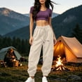 thumbnail image 6 of Cmtiyu Womens Cargo Pants Casual High Waist Drawstring Solid Jogger Pants Outdoor Athletic Trouser with Pockets S-2XL, 6 of 10