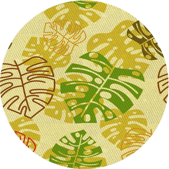 Ahgly Company Machine Washable Indoor Round Transitional Dark Golden Rod Brown Area Rugs, 4' Round