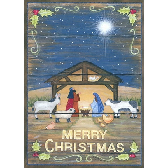 LPG Greetings The Nativity with Holly Border : Annie LaPoint Religious Christmas Card (1 card/1 envelope)