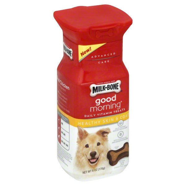 MilkBone Good Morning Daily Vitamin Dog Treats, Healthy Skin and Coat, 6 Oz.