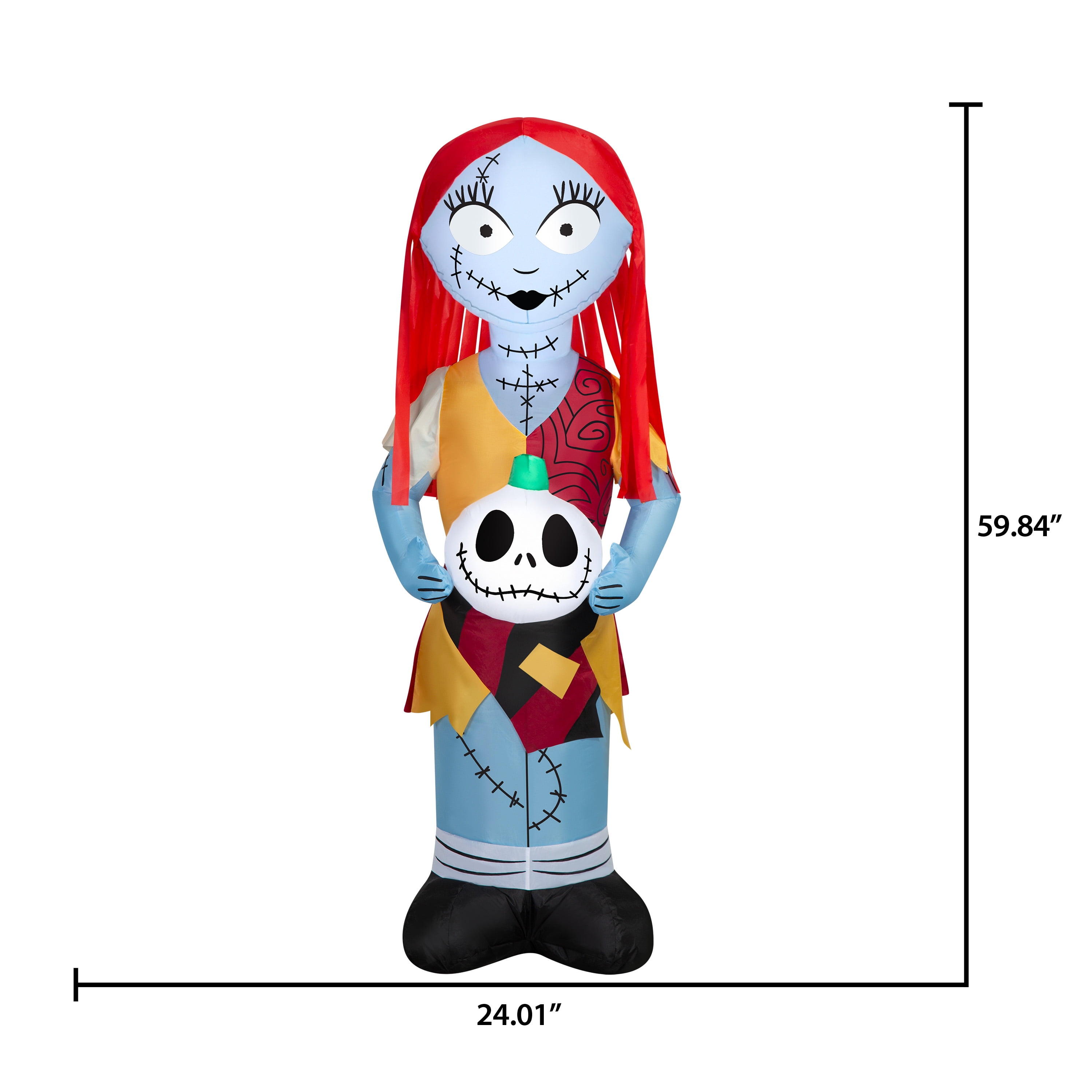 Airblown Halloween Light Sally in Orange Dress with Skull Disney Yard Inflatable 5 ft