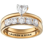personalized womens gold over silver heart of love engraved wedding ring set - Personalized Wedding Rings personalized womens gold over silver heart of love engraved wedding ring set - Personalized Wedding Rings