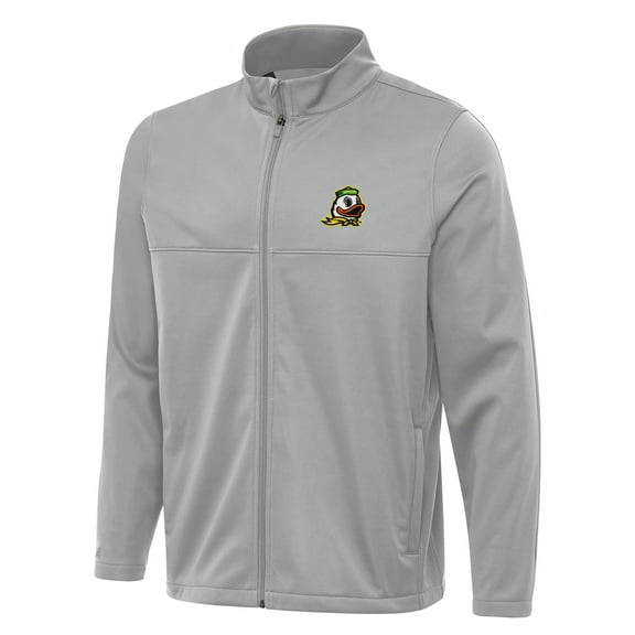 Men's Antigua Gray Oregon Ducks Links 2 Full-Zip Golf Jacket